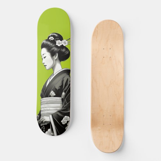 Lime Green Geisha Skateboard (Vorderseite)