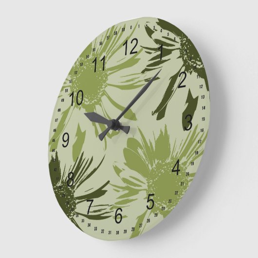 Lime Green Gerbera Blume Große Wanduhr (Winkel)