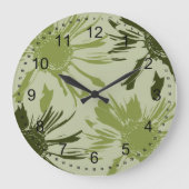 Lime Green Gerbera Blume Große Wanduhr (Vorderseite)