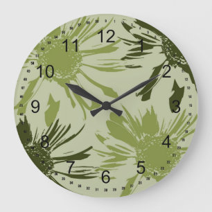 Lime Green Gerbera Blume Große Wanduhr