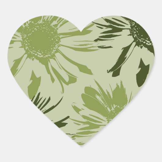 Lime Green Gerbera Blume Herz-Aufkleber (Vorderseite)