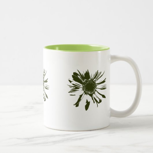 Lime Green Gerbera Blume Zweifarbige Tasse (Rechts)