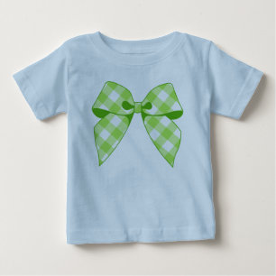 Lime Green Gingham Bow Key Limon Kleinkind Ruffle Baby T-shirt