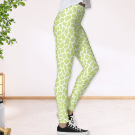 Lime Green Giraffe Spots Muster Abstrakt Leggings