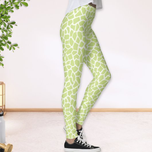Lime Green Giraffe Spots Muster Abstrakt Leggings