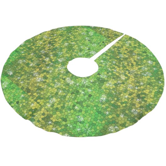 Lime Green Glitzer Christmas Magic Sparkle Polyester Weihnachtsbaumdecke (Schrägansicht)
