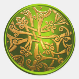 Lime Green Gold Celtic Damask Umschlag Aufkleber