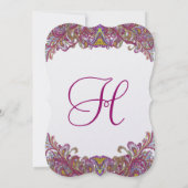 Lime Green Gold Damask Einladung (Rückseite)