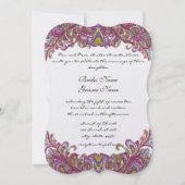 Lime Green Gold Damask Einladung (Vorderseite)