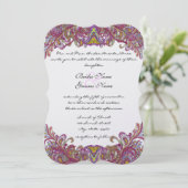 Lime Green Gold Damask Einladung (Stehend Vorderseite)