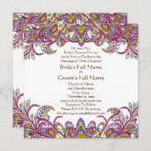 Lime Green Gold Damask Einladung (Vorne/Hinten)