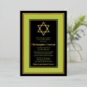 Lime Green Gold Foil Star von David Bar Mitzvah Folieneinladung (Stehend vorne)