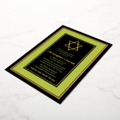 Lime Green Gold Foil Star von David Bar Mitzvah Folieneinladung (Gedreht)