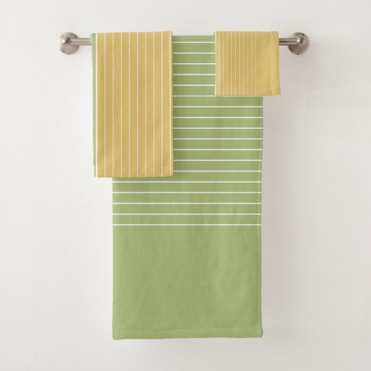 Lime Green Golden Stripes Badhandtuch Set (Insitu)