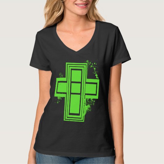 Lime Green Graffiti Cross T - Shirt (Vorderseite)