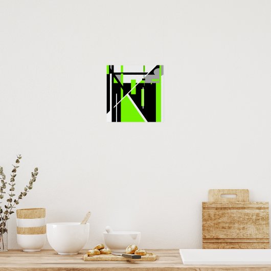 Lime Green, Gray, Black Geometric Abstract Design Poster (Küche)