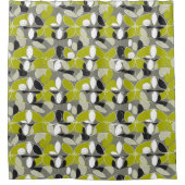Lime Green Gray Mitte des Jahrhunderts Moderne Pri Duschvorhang (Vorderseite)