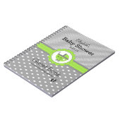 Lime Green & Gray Polka Dot Baby Showroom Gästebuc Notizblock (Linke Seite)