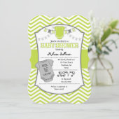 Lime Green Gray Zickzack Baby Shower Einladung (Stehend Vorderseite)