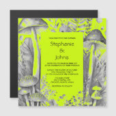 Lime Green Grey Black Woodland Mushroom Wedding Magneteinladung (Vorne/Hinten)