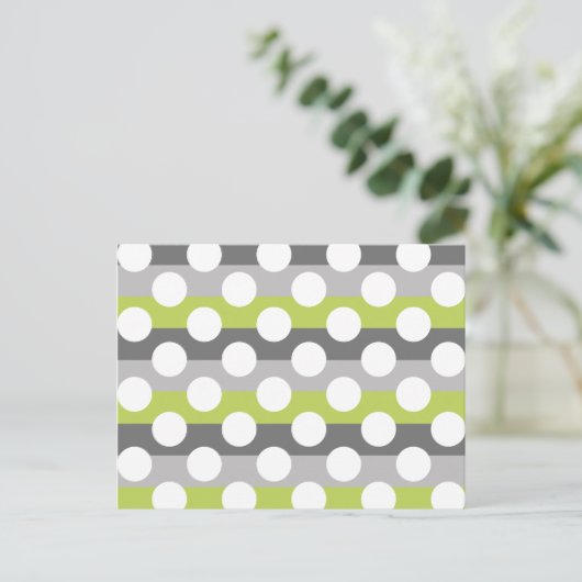 Lime Green Grey White Modern Polka Dot Pattern Postkarte (Stehend Vorderseite)