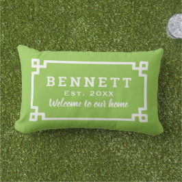 Lime Green grikey Custom Monogram Welcome Kissen Für Draußen