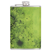 Lime Green Grunge with Black Accents Flachmann (Vorderseite)