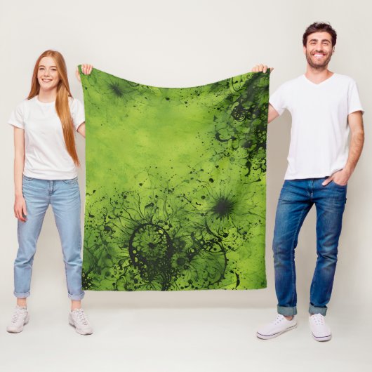 Lime Green Grunge with Black Accents Fleecedecke (Beispiel)
