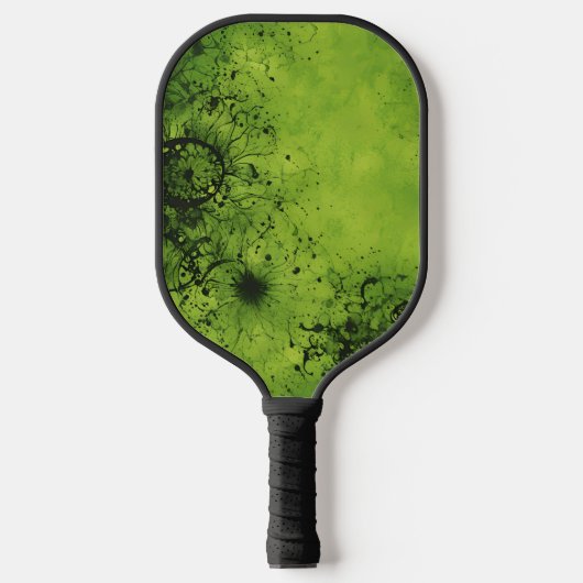 Lime Green Grunge with Black Accents Pickleball Schläger (Vorderseite)