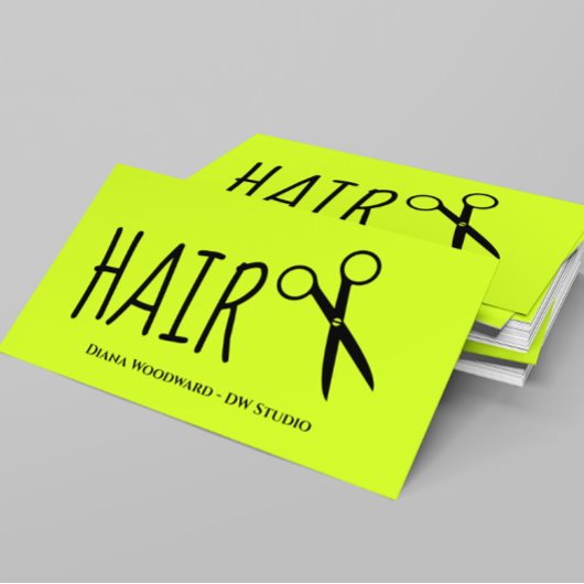 Lime Green Hairdresser Business Card Visitenkarte