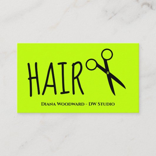 Lime Green Hairdresser Business Card Visitenkarte (Vorderseite)