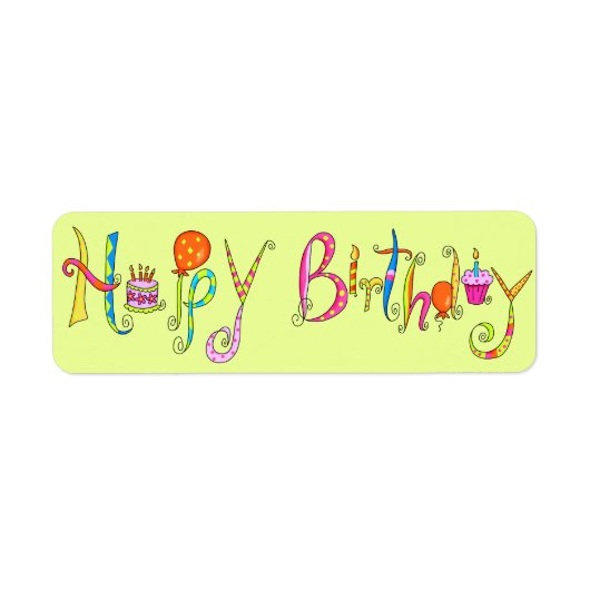 Lime Green Happy Birthday Address Label Sticker (Vorne)