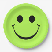 Lime Green Happy Face Birthday Pappteller (Vorderseite)