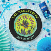 Lime green Happy Halloween Pappteller (Party)