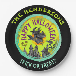 Lime green Happy Halloween Pappteller