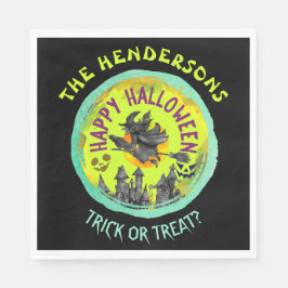 Lime green Happy Halloween Serviette