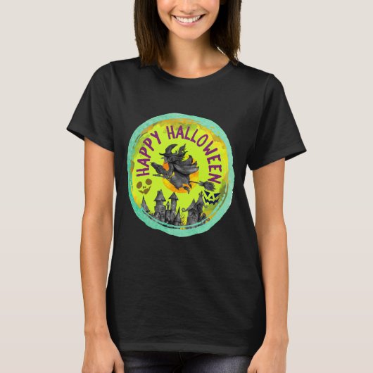 Lime green Happy Halloween T-Shirt (Vorderseite)