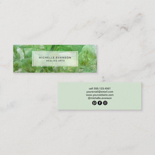 Lime Green Healing Arts Crystal Boho Mini Visitenkarte (Vorne/Hinten)