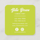 Lime Green Hello Chic Fett Text Quadratische Visitenkarte (Rückseite)