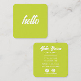 Lime Green Hello Chic Fett Text Quadratische Visitenkarte