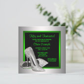 Lime Green High Heels Frauen Geburtstagsparty Einladung (Stehend Vorderseite)