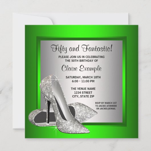 Lime Green High Heels Frauen Geburtstagsparty Einladung (Vorderseite)