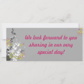 Lime Green/Hot Pi Boarding Pass Einladung Hochzeit (Rückseite)