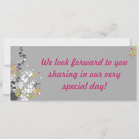 Lime Green/Hot Pi Boarding Pass Einladung Hochzeit (Rückseite)