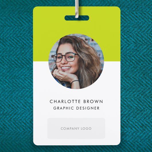 Lime Green ID | Modernes stylisches Foto Name Logo Ausweis