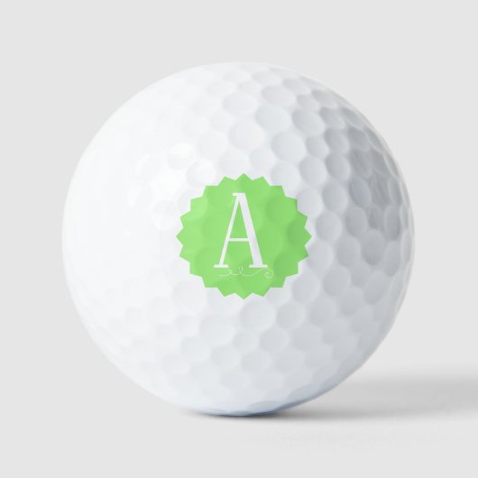 Lime Green Initial Golf Balls Golfball (Vorderseite)