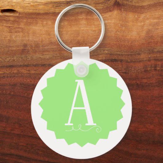 Lime Green Initial Keychain Schlüsselanhänger (Rückseite)