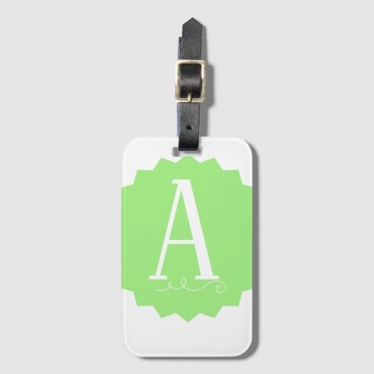 Lime Green Initial Luggage Tag Gepäckanhänger (Vorderseite Vertikal)