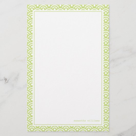 Lime Green Japanese Seigaiha Pattern Briefpapier (Vorderseite)