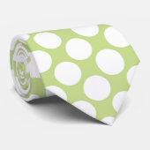 Lime Green Jumbo Polka Dots Custom Necktie Krawatte (Gerollt)